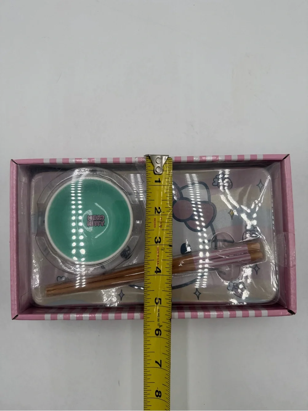 Hello Kitty Ceramic Sushi Plate Set NIB 2024 Sanrio Silver Buffalo Chopsticks